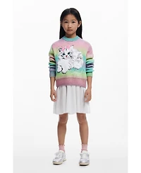 Desigual Girls's Rainbow cat sweater
