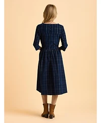 Brakeburn Women's Lilliput 3/4 Sleeve Boat Neck Midi Dress