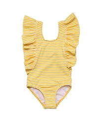 Snapper Rock Little Girls Sunshine Stripe Wide Frill Swimsuit