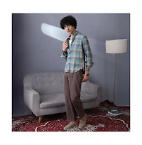 Campus Sutra Men's Sky Blue & Ecru Beige Block-Buffalo Regular Shirt