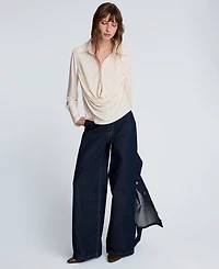 Kenneth Cole Women's Drape Front Pull-On Shirt