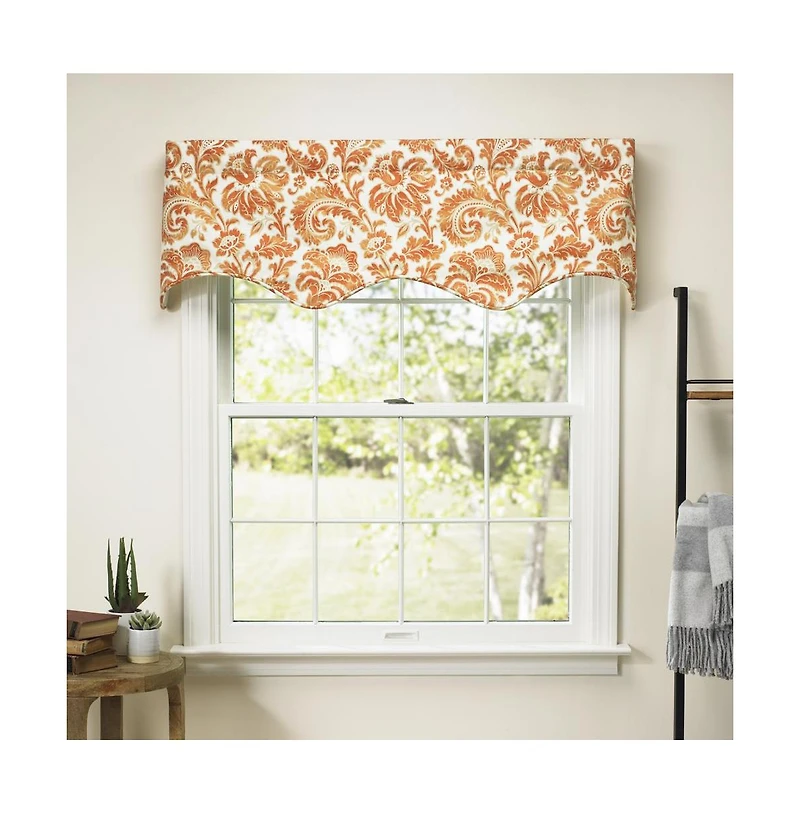 Ellis Curtain Boxtree Scallop 3" Rod Pocket Valance for Windows 50" x 16" Orange