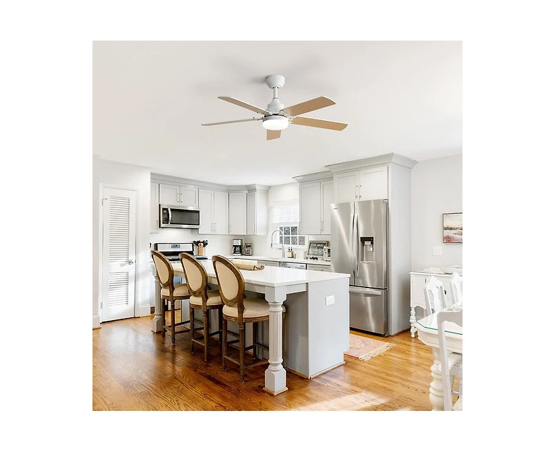 42-inch Modern Minimalist White 5-Blade Ceiling Fans with Led Lights and Remote Control