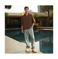 Campus Sutra Men's Chocolate Brown Breezy Wrinked Shirt