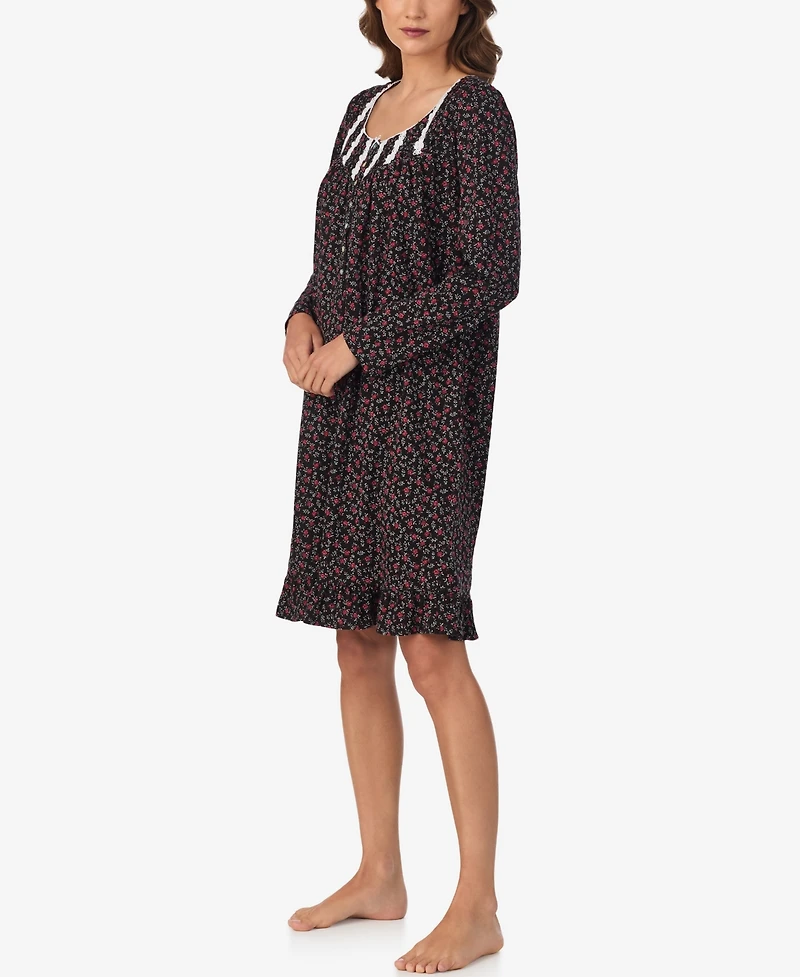 Eileen West Women's Long Sleeve Short Nightgown