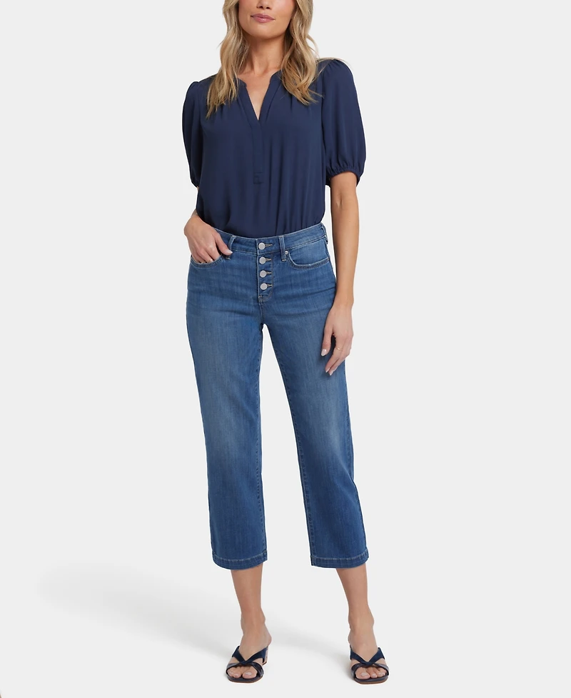 Nydj Women's Relaxed Piper Crop Exposed Button Fly Jeans