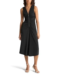 Michael Kors Women's Sleeveless Center Front Zipper Midi Dress