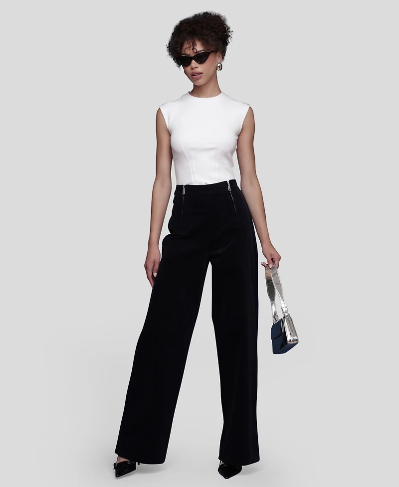 Avec Les Filles Women's Double-Zipper Wide-Leg Pants