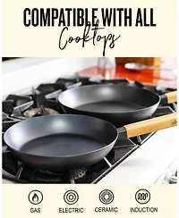 Alva Forest 8” Carbon Steel Frying Pan - Stay-Cool Acacia Handle