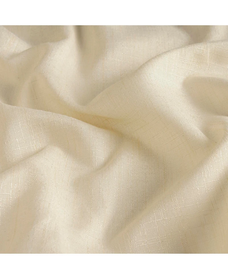 Rustic Weave Linen Curtains (2 Panels) Sheer Window Panel Set, Rod Pocket Curtains