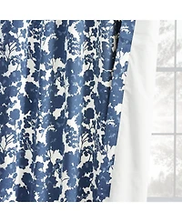 Half Price Drapes Fleur Blue Floral Printed Cotton Room Darkening Curtain