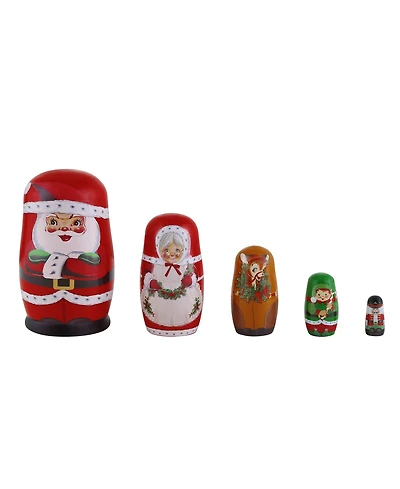 Mr. Christmas Santa and North Pole Pals Nesting Wooden Christmas Figurines, Set of 5