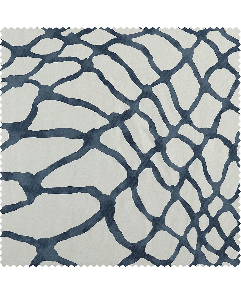 Half Price Drapes Ellis Blue Abstract Printed Cotton Room Darkening Curtain