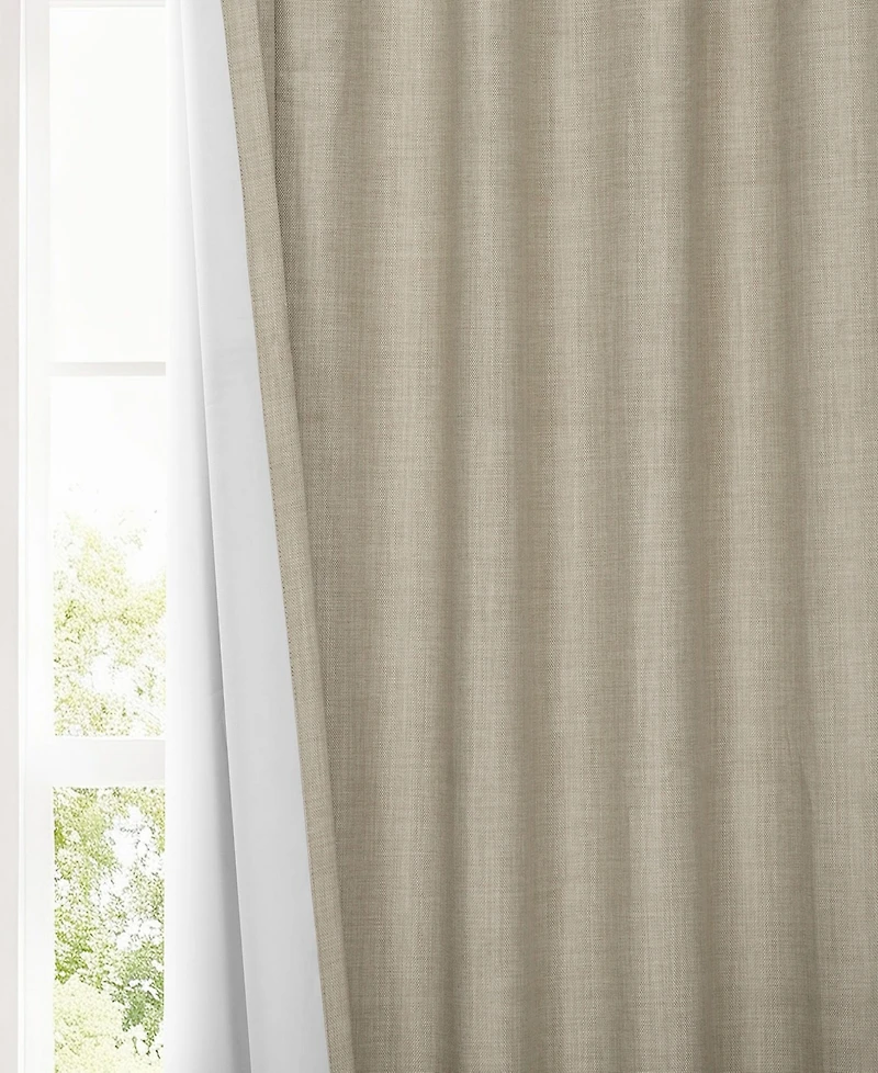 Half Price Drapes Light Beige Performance Linen Hotel Blackout Curtain