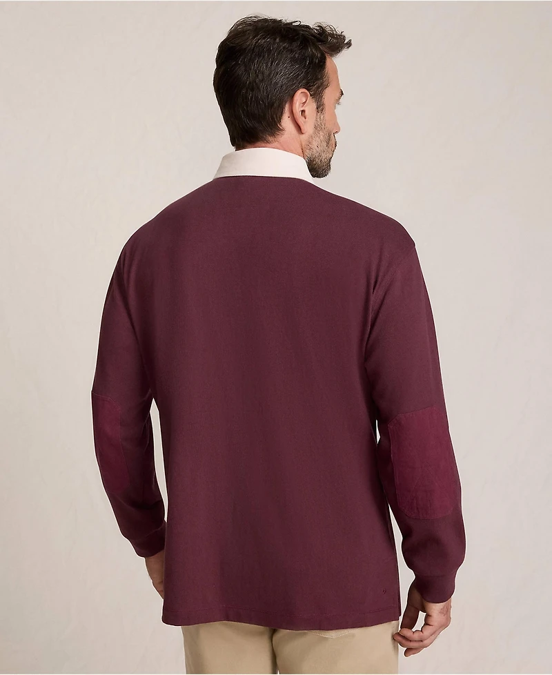 Lands' End Men's Long Sleeve Rugged Rugby Embroidered Polo