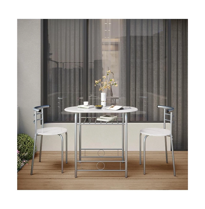 Yaheetech, 3-Piece Set, Metal Frame, Compact Dining Table with 2 Chairs