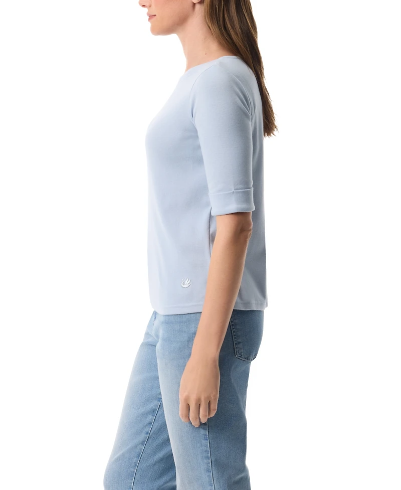 Gloria Vanderbilt Women's Alanis Printed Cuffed-Sleeve T-Shirt