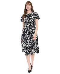 London Times Women's Tucked-Sleeve Midi Dress
