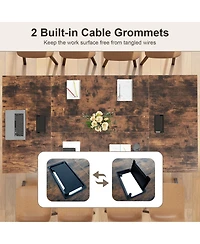 Costway 95" x 48" Large Meeting Table Seats up to 10 People 2 Cable Grommets for Office