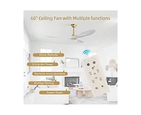 60-inch Modern Luxury Golden 3-Blade Ceiling Fans with Remote Control and Timer Function