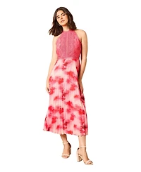 Oasis Women's Printed Lace Mix Halterneck Midi Dress