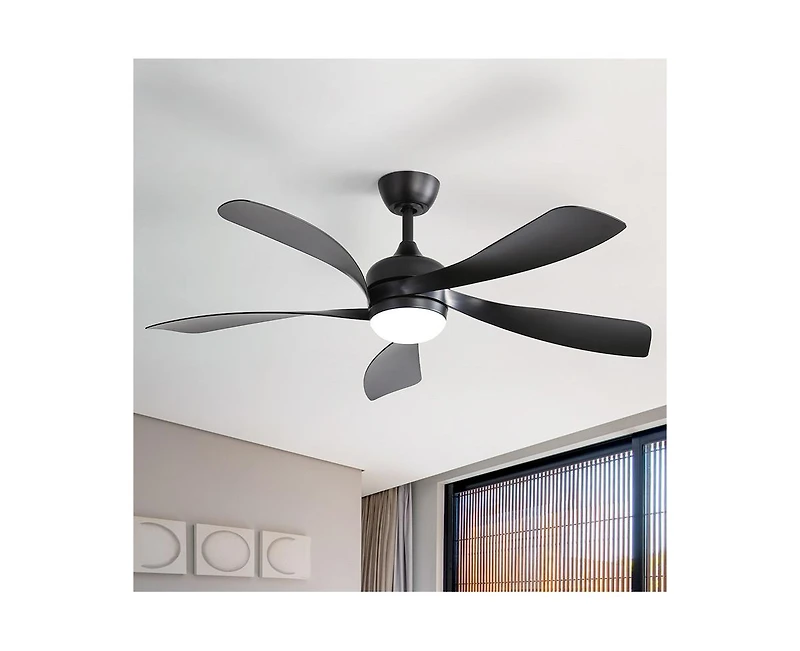 52-inch Minimalist 5-Blade Flush Mount with Remote Control and Led Light