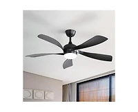 52-inch Minimalist 5-Blade Flush Mount with Remote Control and Led Light