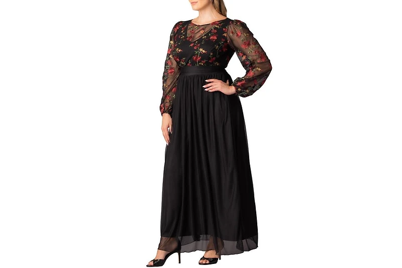 Kiyonna Plus Eternal Embroidered Bodice Evening Gown