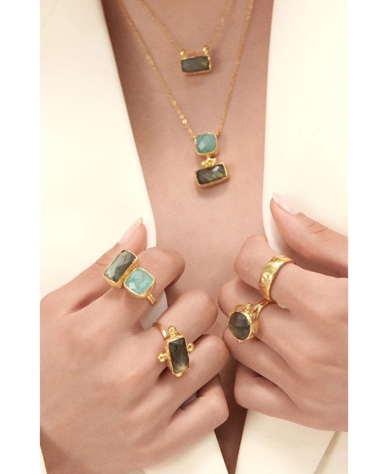 Ottoman Hands Nerissa Labradorite And Aqua Chalcedony Pendant Necklace