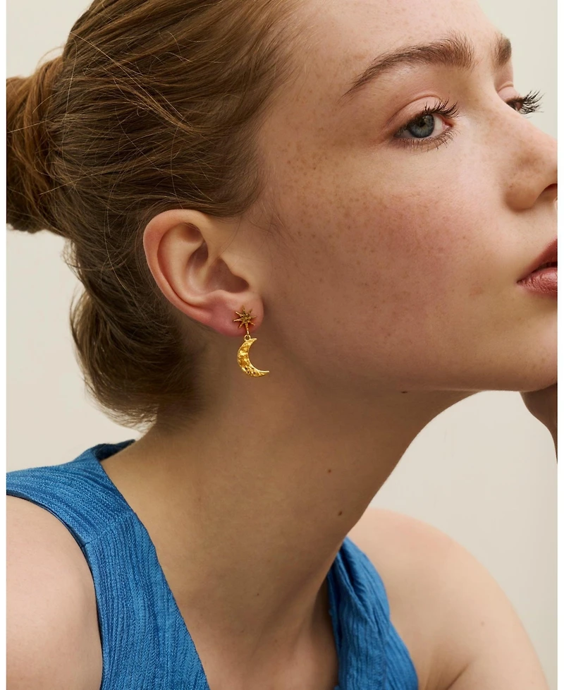 Ottoman Hands Star and Moon Drop Earrings