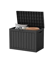 Decksplore 50 gal Patio Waterproof Resin Deck Box Lockable Outdoor Storage Garden Tools