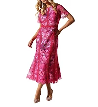 Coast Women's Printed Lace Midi Pencil Dress