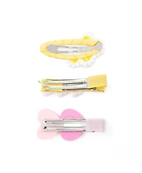 Puttisu Girls Kids Hair Accessories-3pc Hair Clip Set - Heart & Daisy Charm