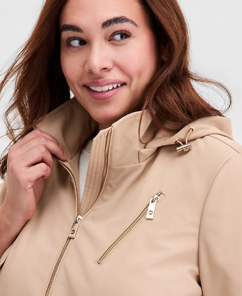 Michael Kors Plus Zip-Front Hooded Anorak
