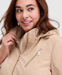 Michael Kors Plus Zip-Front Hooded Anorak