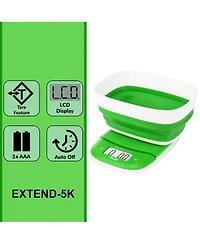 American Weigh Scales Extend-5K Digital Kitchen Scale With Collapsible Bowl, 11LB / 5KG
