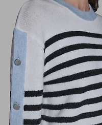 Karl Lagerfeld Paris Women's Striped Crewneck Sweater