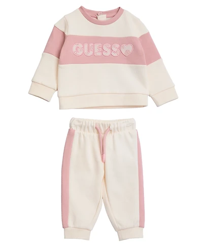 Guess Baby Girls 2-Piece Long-Sleeve Sweatshirt and Sweatpants Set
