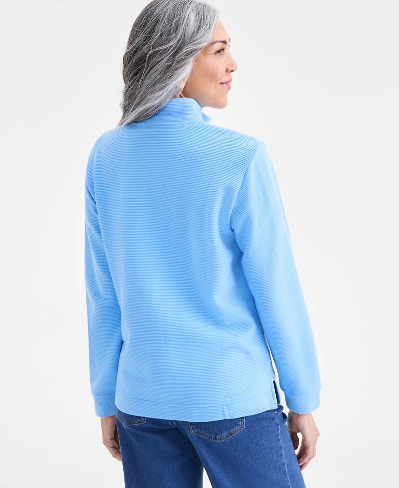 Style & Co Women's Textured Mock-Neck Quarter-Zip Sweatshirt, Macy's Exclusive