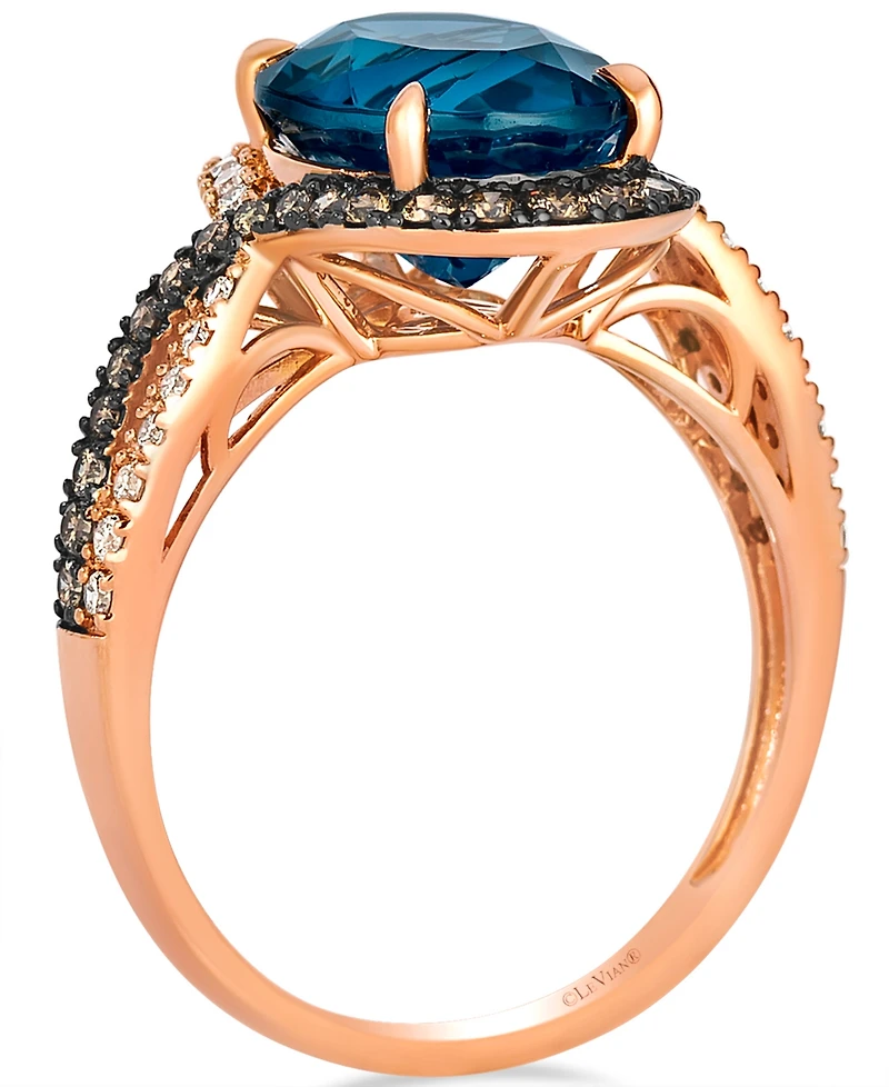 Le Vian London Blue Topaz (4 ct. t.w.), Chocolate Diamond (0.23 ct. t.w.), and Nude Diamond (0.19 ct. t.w.) Ring (0.39ct) in 14K Strawberry Gold
