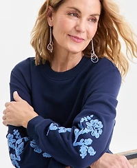 Style & Co Women's Crewneck Embroidered Sweatshirt, Macy's Exclusive