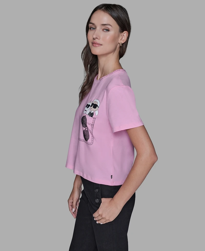 Karl Lagerfeld Paris Women's Short-Sleeve Pocket T-Shirt