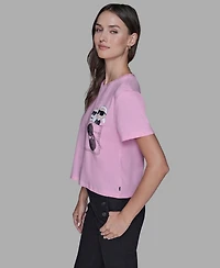 Karl Lagerfeld Paris Women's Short-Sleeve Pocket T-Shirt