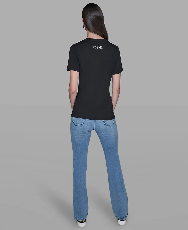 Karl Lagerfeld Paris Women's Eiffel Tower Printed Short-Sleeve T-Shirt