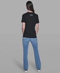 Karl Lagerfeld Paris Women's Eiffel Tower Printed Short-Sleeve T-Shirt