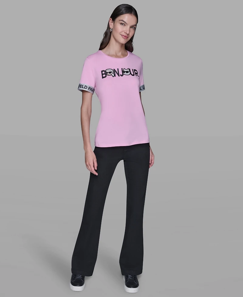 Karl Lagerfeld Paris Women's Printed Short-Sleeve T-Shirt