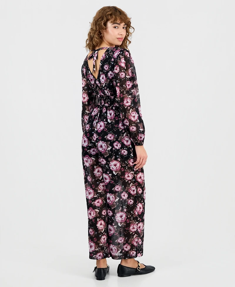 And Now This Petite Floral V-Neck Long-Sleeve Jumpsuit, Macy's Exclusive