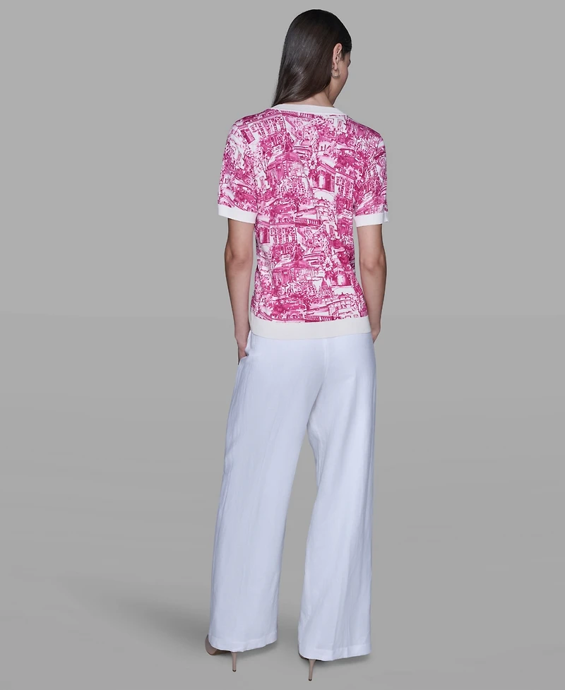 Karl Lagerfeld Paris Women's Printed Short-Sleeve Top