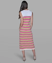 Karl Lagerfeld Paris Women's Striped Sleeveless Sweater Dress