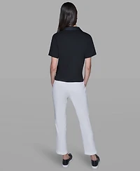 Karl Lagerfeld Paris Women's Short-Sleeve Collared Polo Top